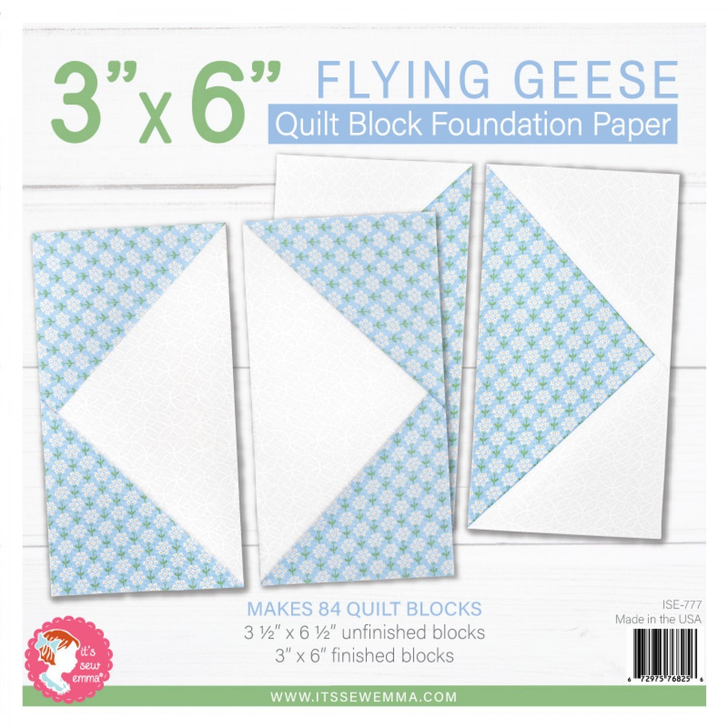 Flying Geese Quilt Block Foundation Paper 3" x 6"